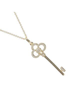 Tiffany & Co Crown Key 18k Yellow Gold Diamond Necklace